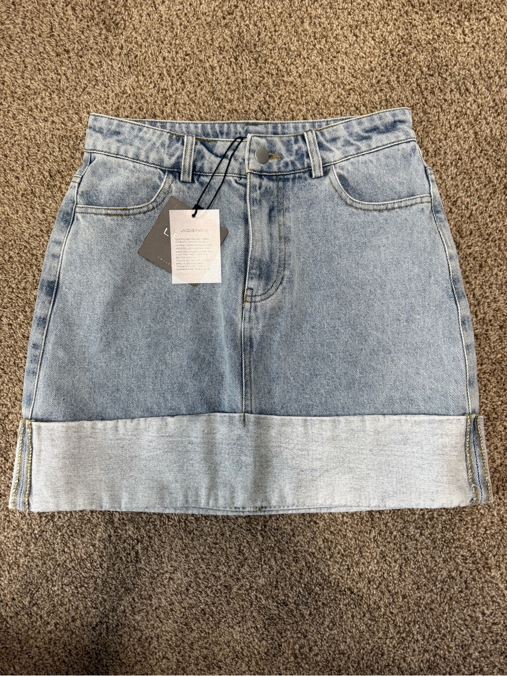 Le Lis Light Blue Denim Mini Skirt